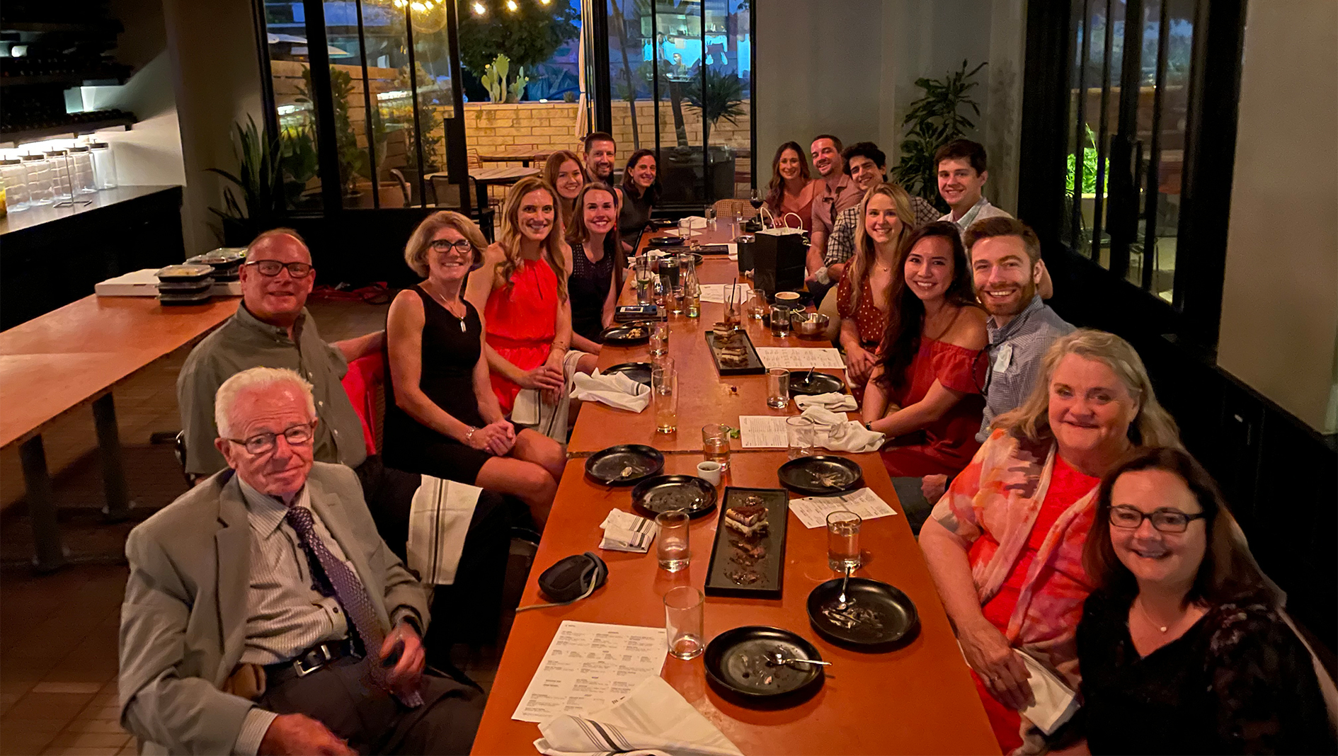 Members of the Transitional Residency at a dinner together