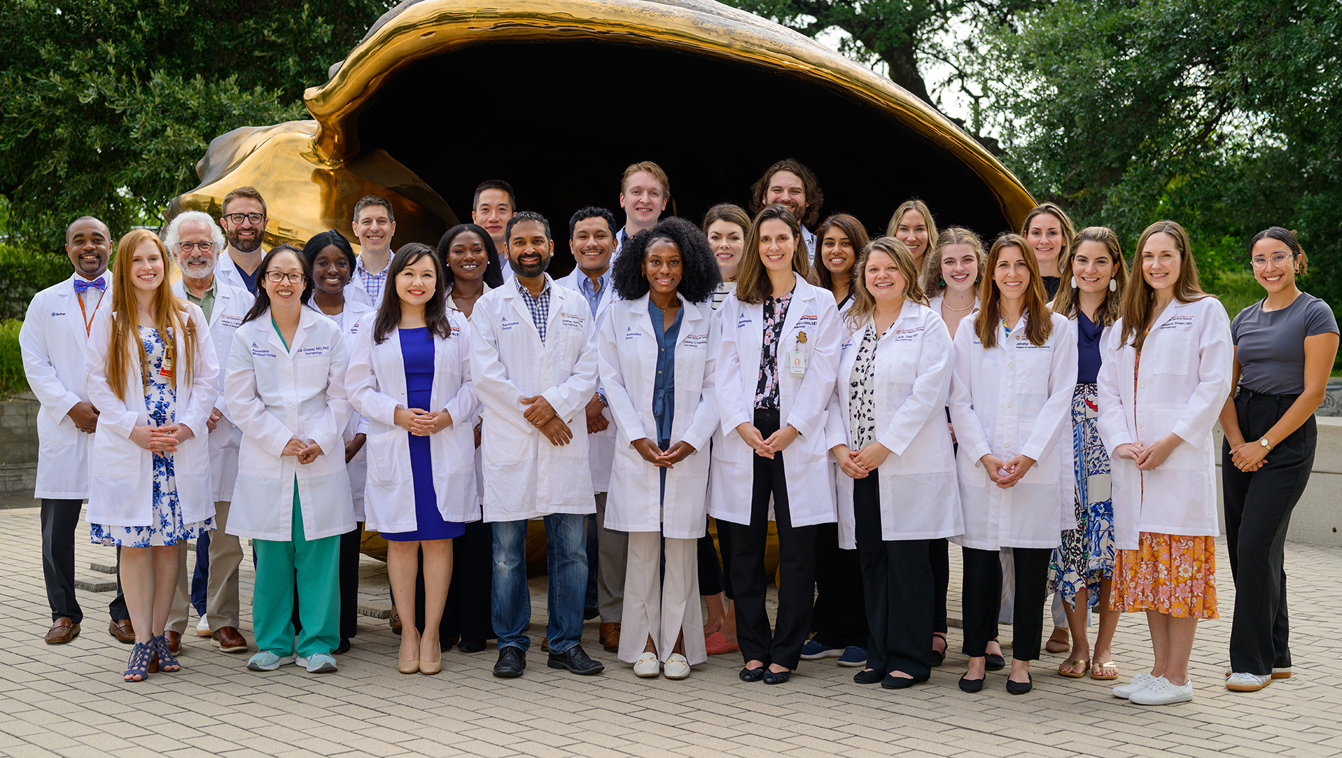 Group photo of all dermatology residents and faculty.