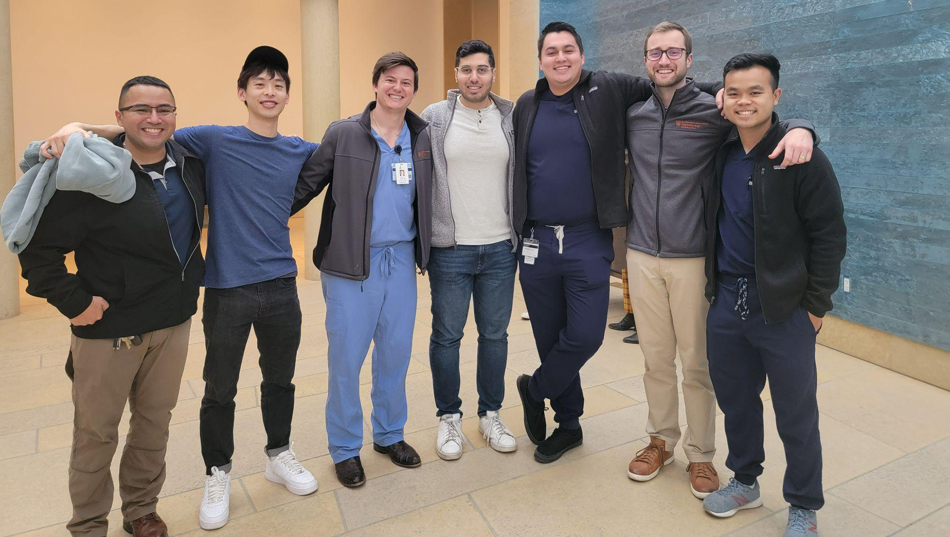 Group photo of transitional year residents at the Blanton Art Museum