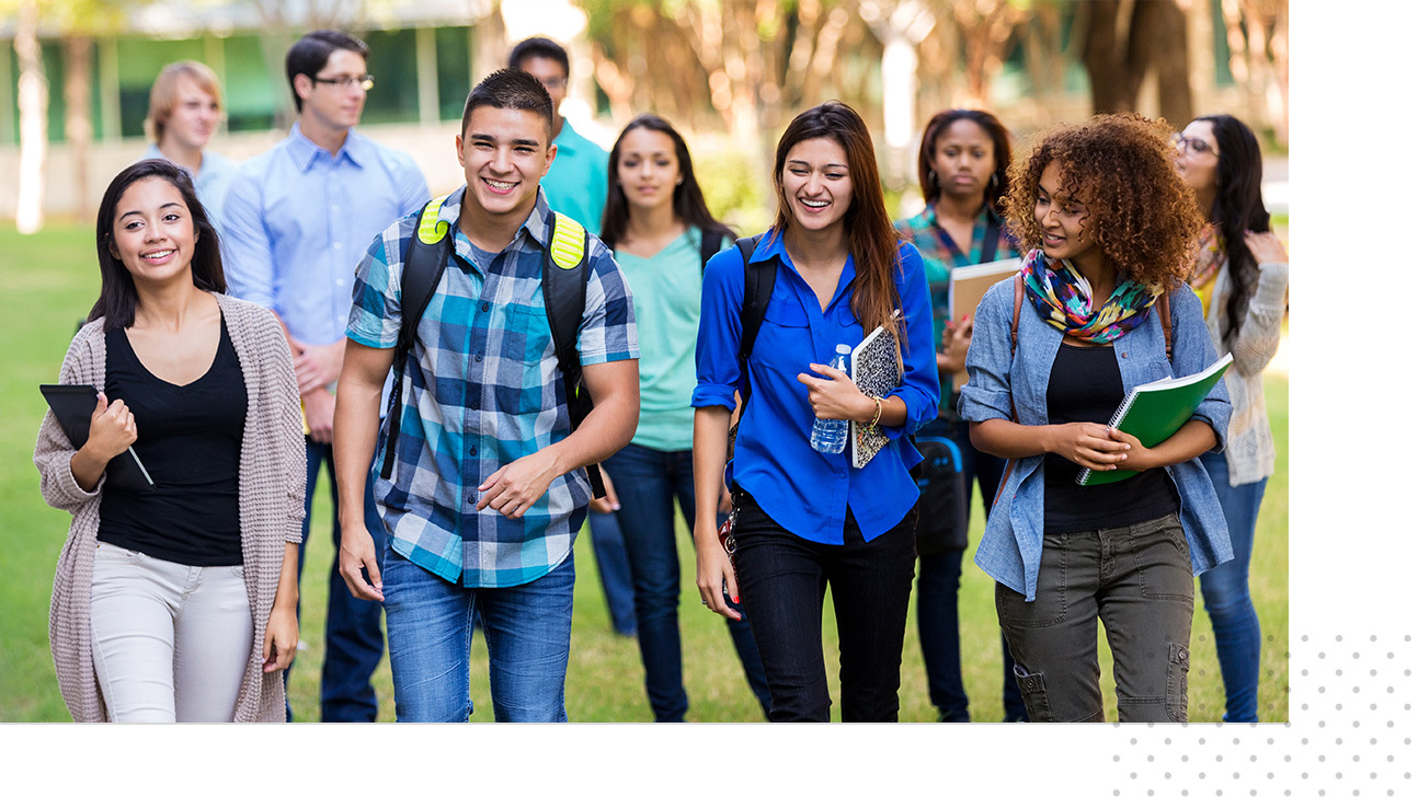 Students walking outside.