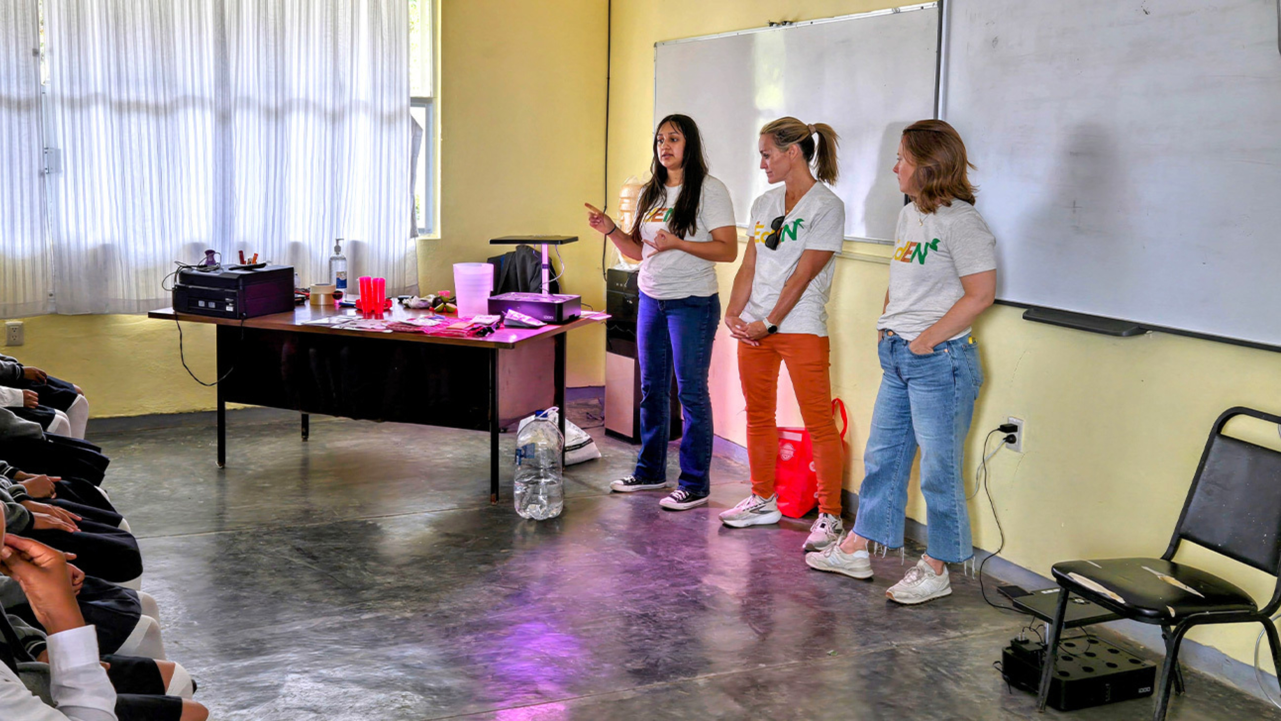 Members of the Eden Lab lead a classroom discussion.