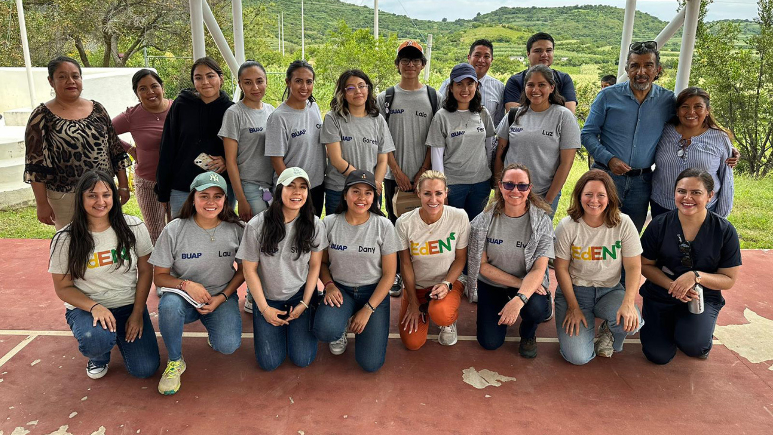 Members of the Division of Global Health, the Eden Lab and university researchers in Puebla, Mexico, gather for a group portrait.