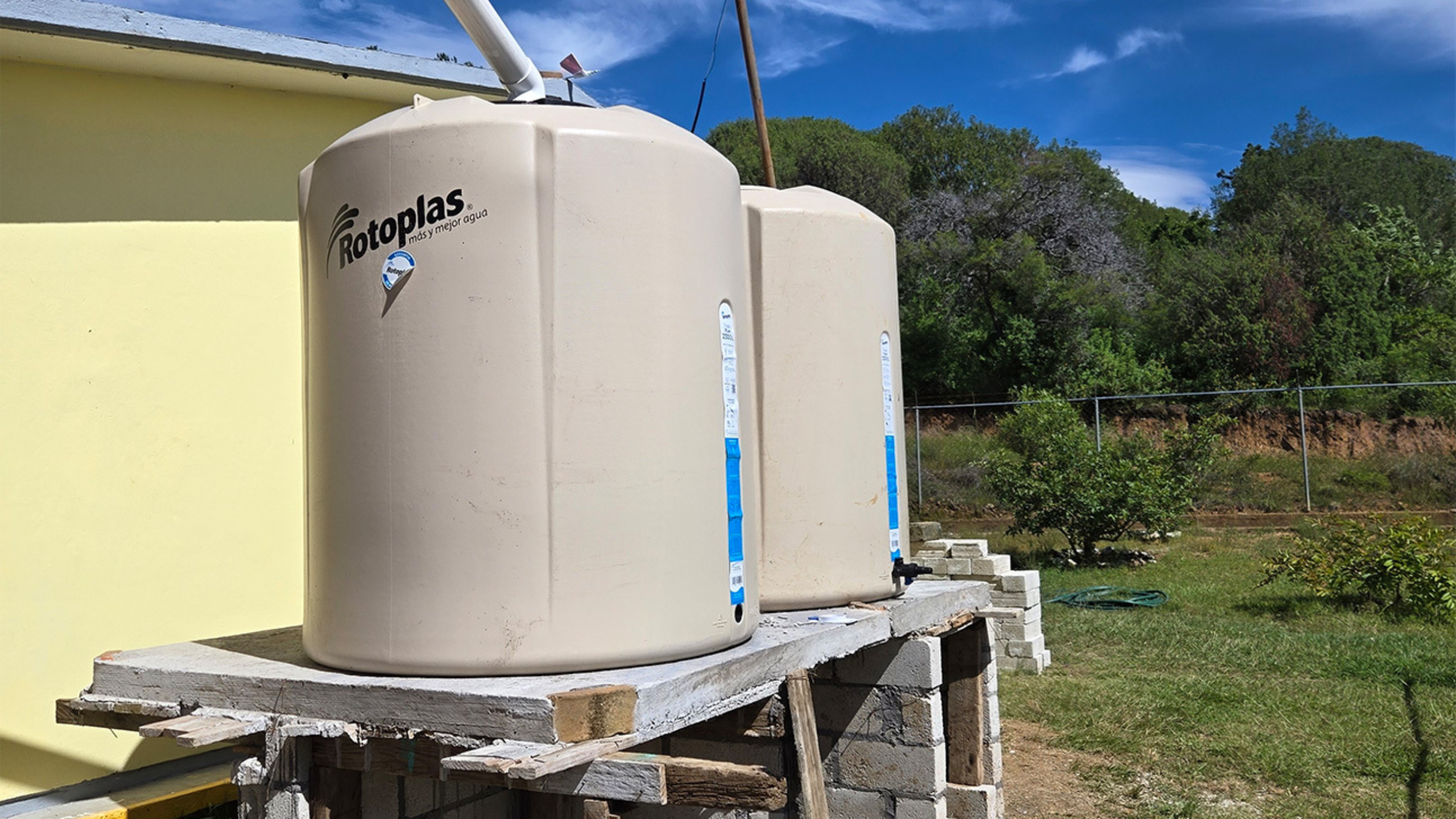 Two reservoirs that hold rainwater.